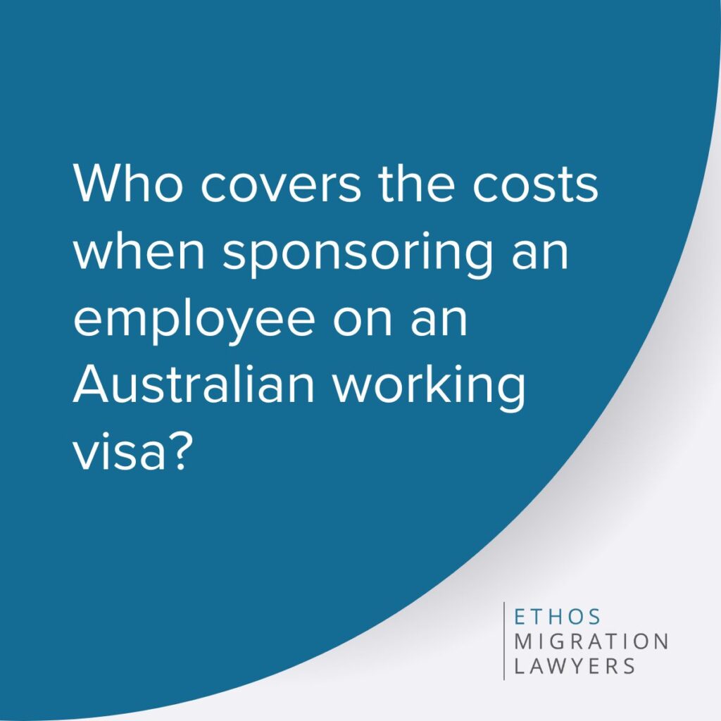 Who covers the costs when sponsoring an employee on an Australian working visa?